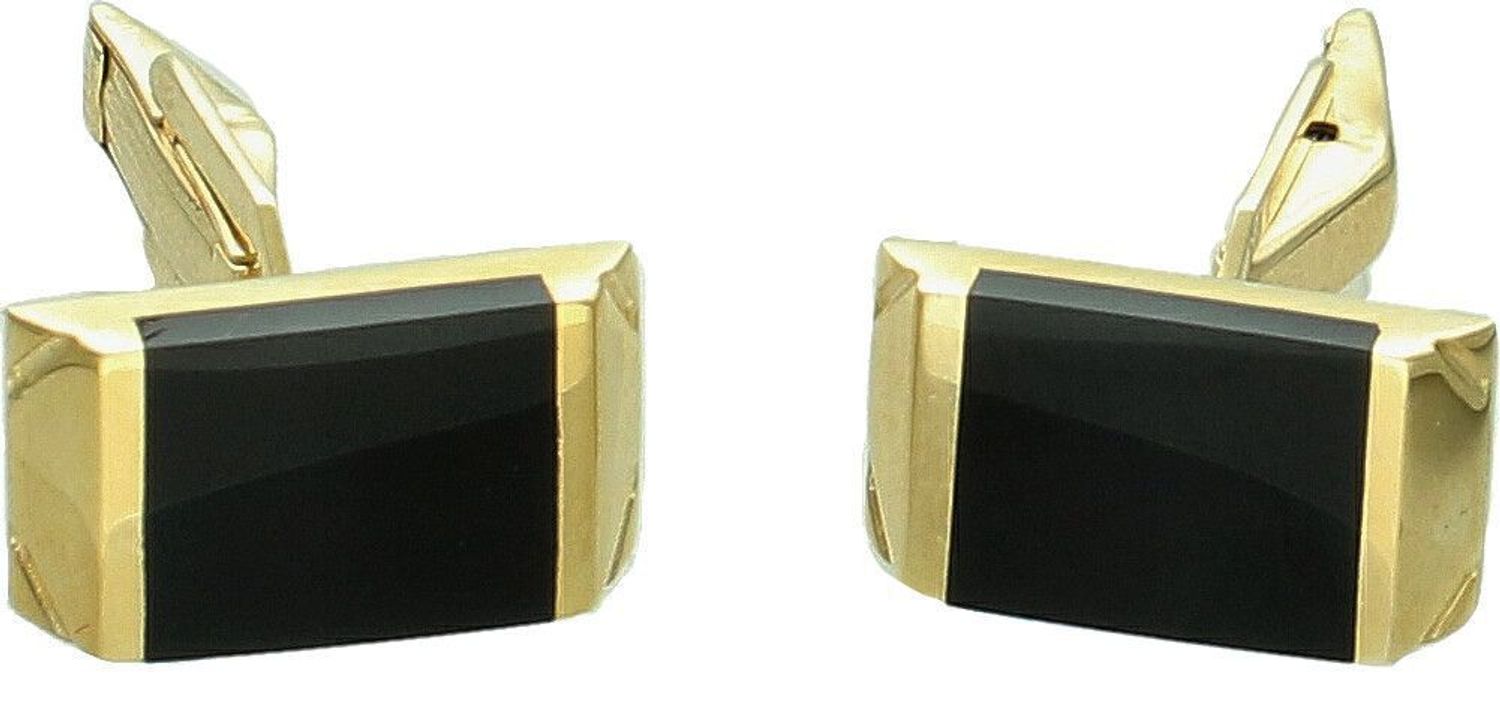 Złote spinki do mankietów Czarny onyks 585 z grawerem DIA-SPI-11007-585. Zestaw spinki do mankietów to świetny pomy.jpg