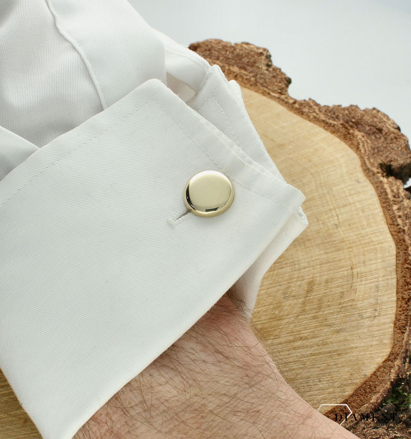 Złote spinki 585 do mankietów okrągłe gładkie Grawer gratis DIA-SPI-11488-585..jpg