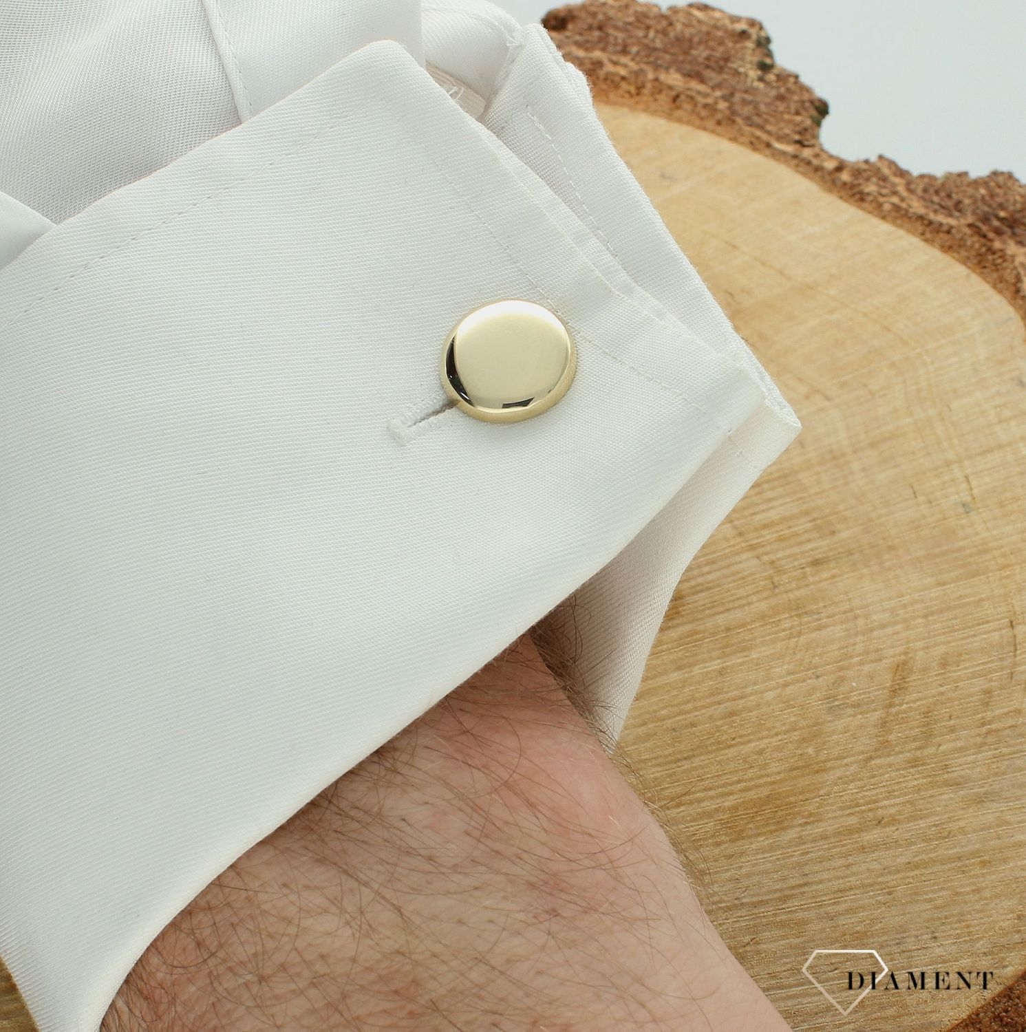 Złote spinki 585 do mankietów okrągłe gładkie Grawer gratis DIA-SPI-11488-585..jpg