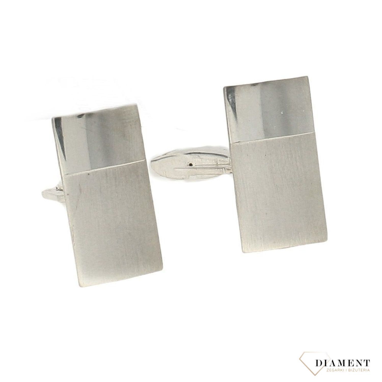 Spinki do mankietów srebrne prostokątne matowe 925 DIA-SPI-2413-925.jpg