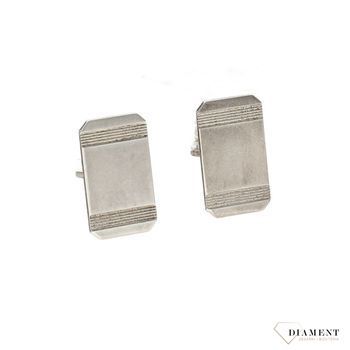 Spinki do mankietów srebrne prostokątne ze ściętym brzegiem 925 DIA-SPI-2414-925.jpg