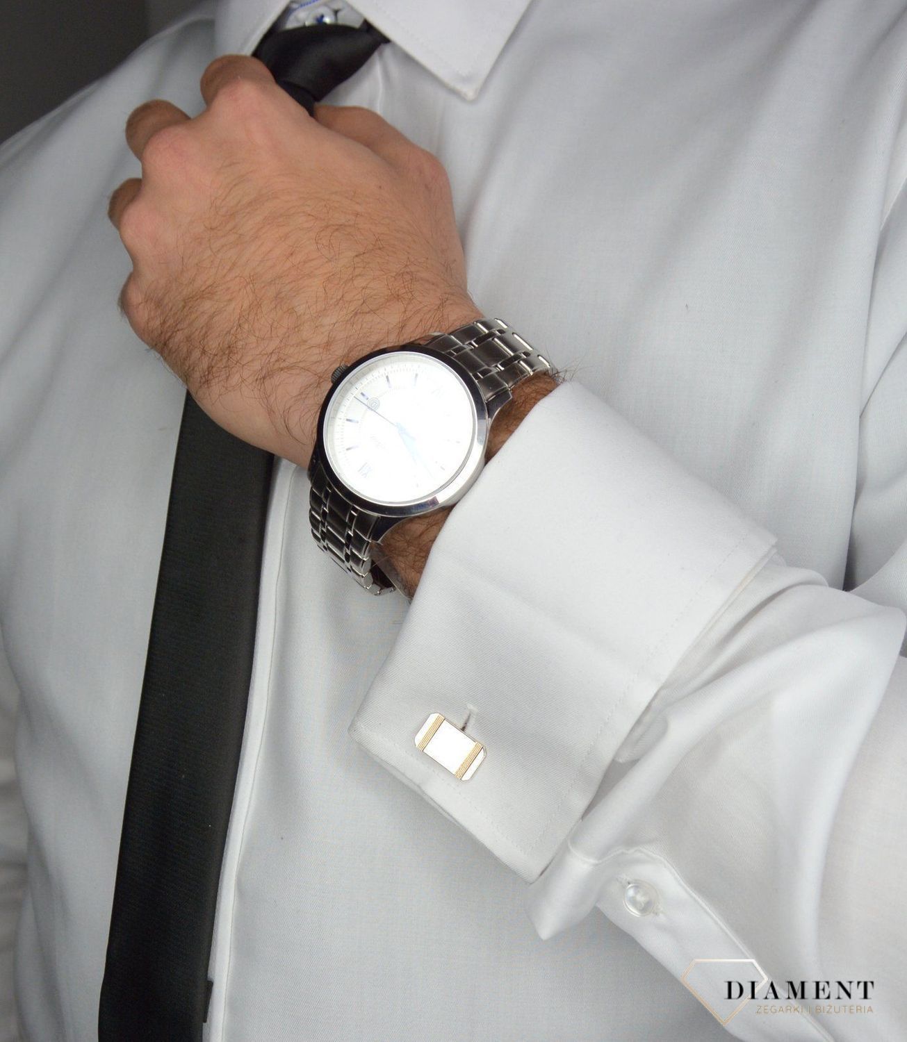 Spinki do mankietów srebrne prostokątne ze ściętym brzegiem 925 DIA-SPI-2414-925.jpg