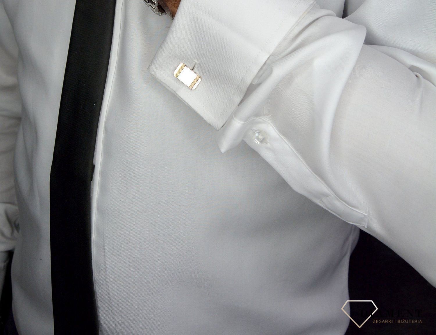 Spinki do mankietów srebrne prostokątne ze ściętym brzegiem 925 DIA-SPI-2414-925.jpg