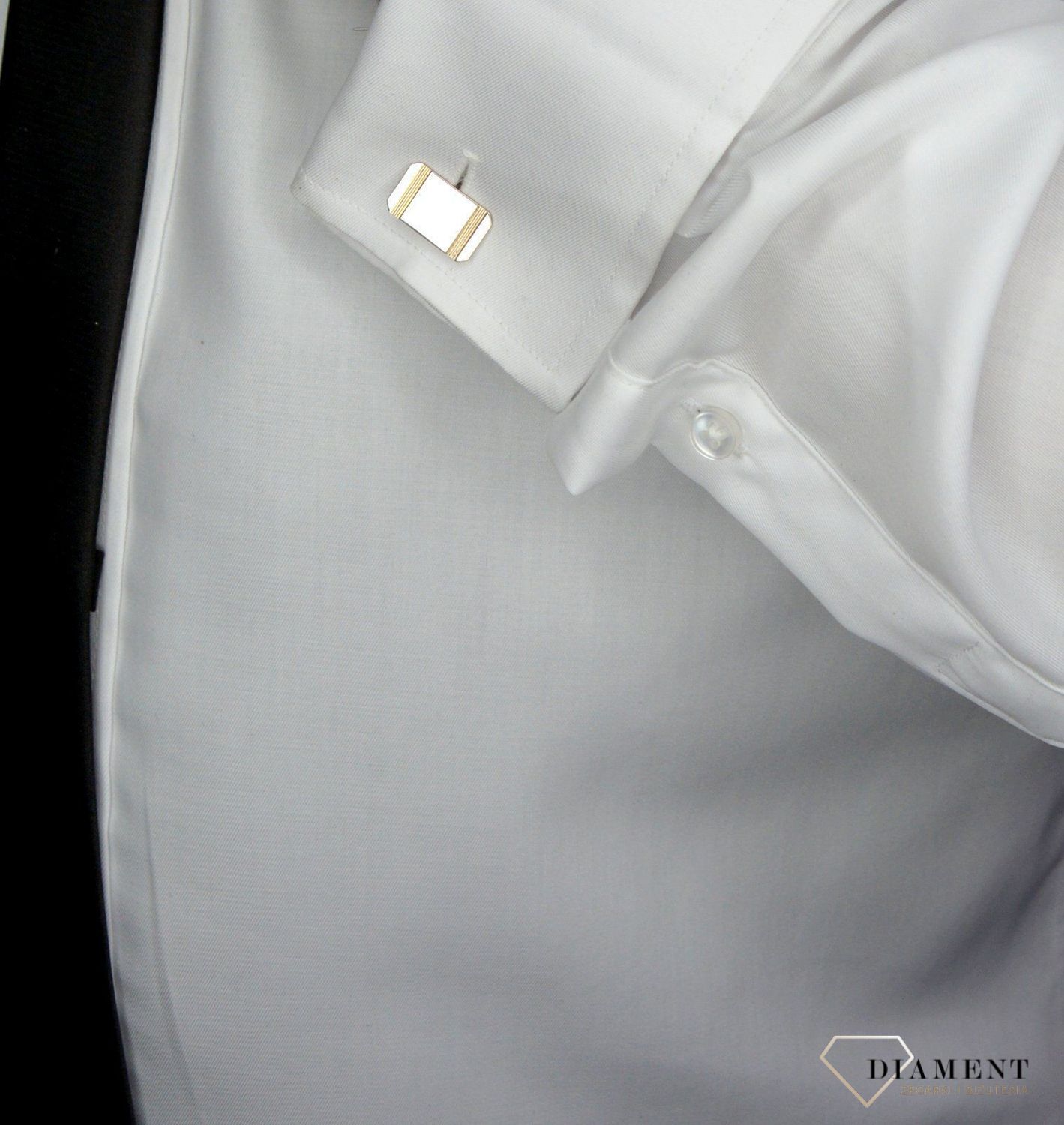 Spinki do mankietów srebrne prostokątne ze ściętym brzegiem 925 DIA-SPI-2414-925.jpg