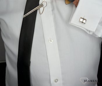 Spinka do krawata srebrna DIAMENT 'Fala' DIA-SPI-2416-K-925 . Elegancka spinka do krawata w kształcie falistym. Spinka wykonana z wysokiej jakości srebra 925. Idealny prezent dla mężczyzny (1).JPG