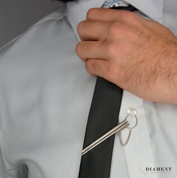 Spinka do krawata srebrna DIAMENT 'Fala' DIA-SPI-2416-K-925 . Elegancka spinka do krawata w kształcie falistym. Spinka wykonana z wysokiej jakości srebra 925. Idealny prezent dla mężczyzny (6).JPG