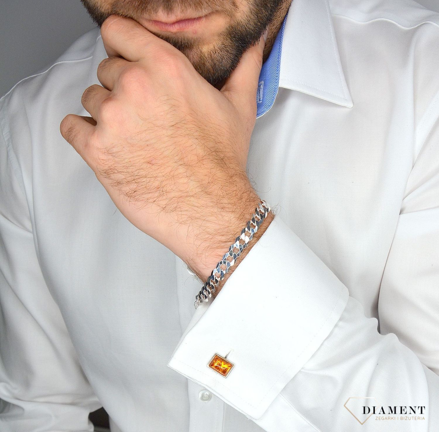 Spinki do mankietów ✓Spinki mankiet bursztyn DIA-SPI-2425-M-925✓Spinki do mankietów w Sklepie.jpg