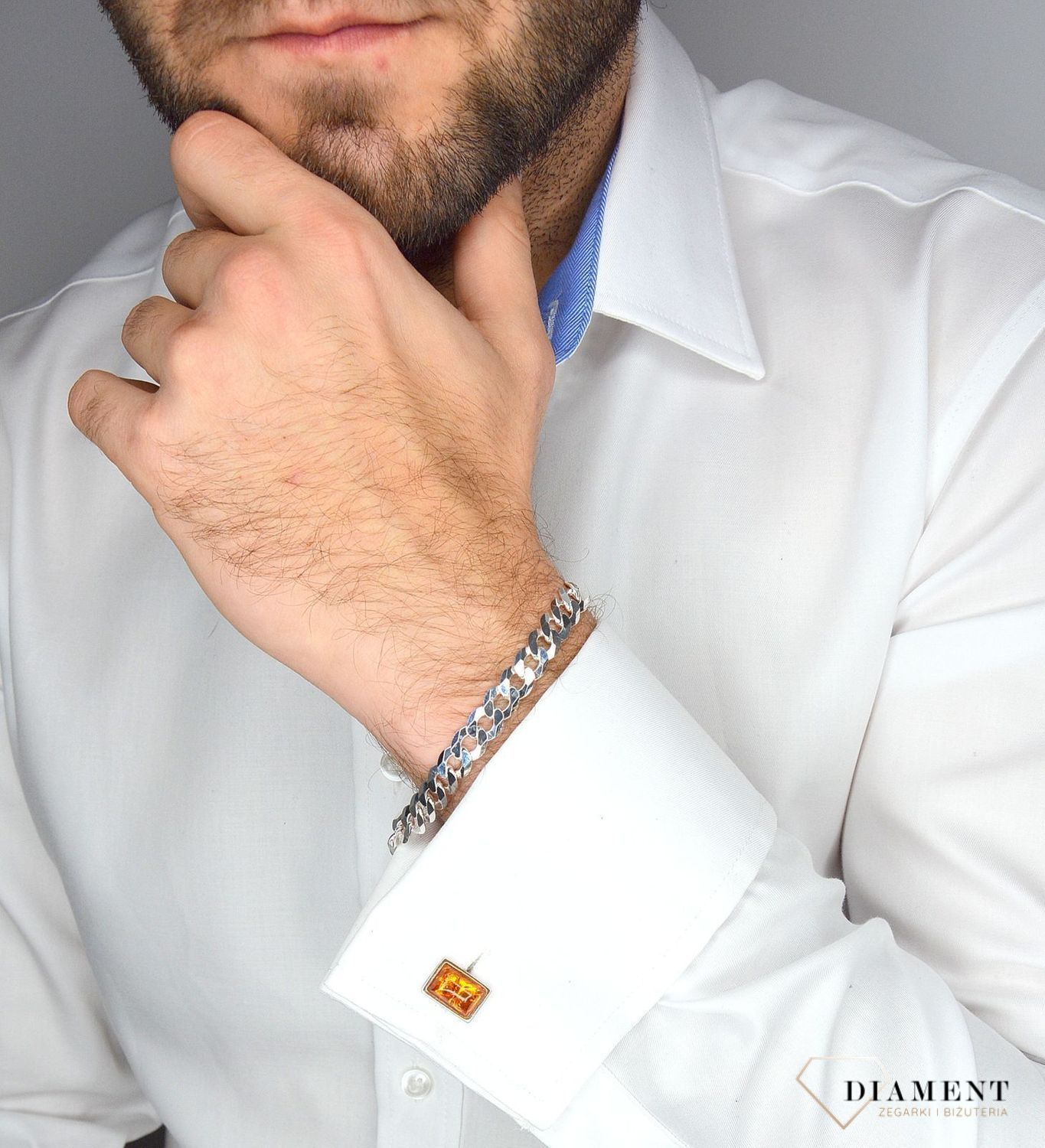 Spinki do mankietów ✓Spinki mankiet bursztyn DIA-SPI-2425-M-925✓Spinki do mankietów w Sklepie.jpg