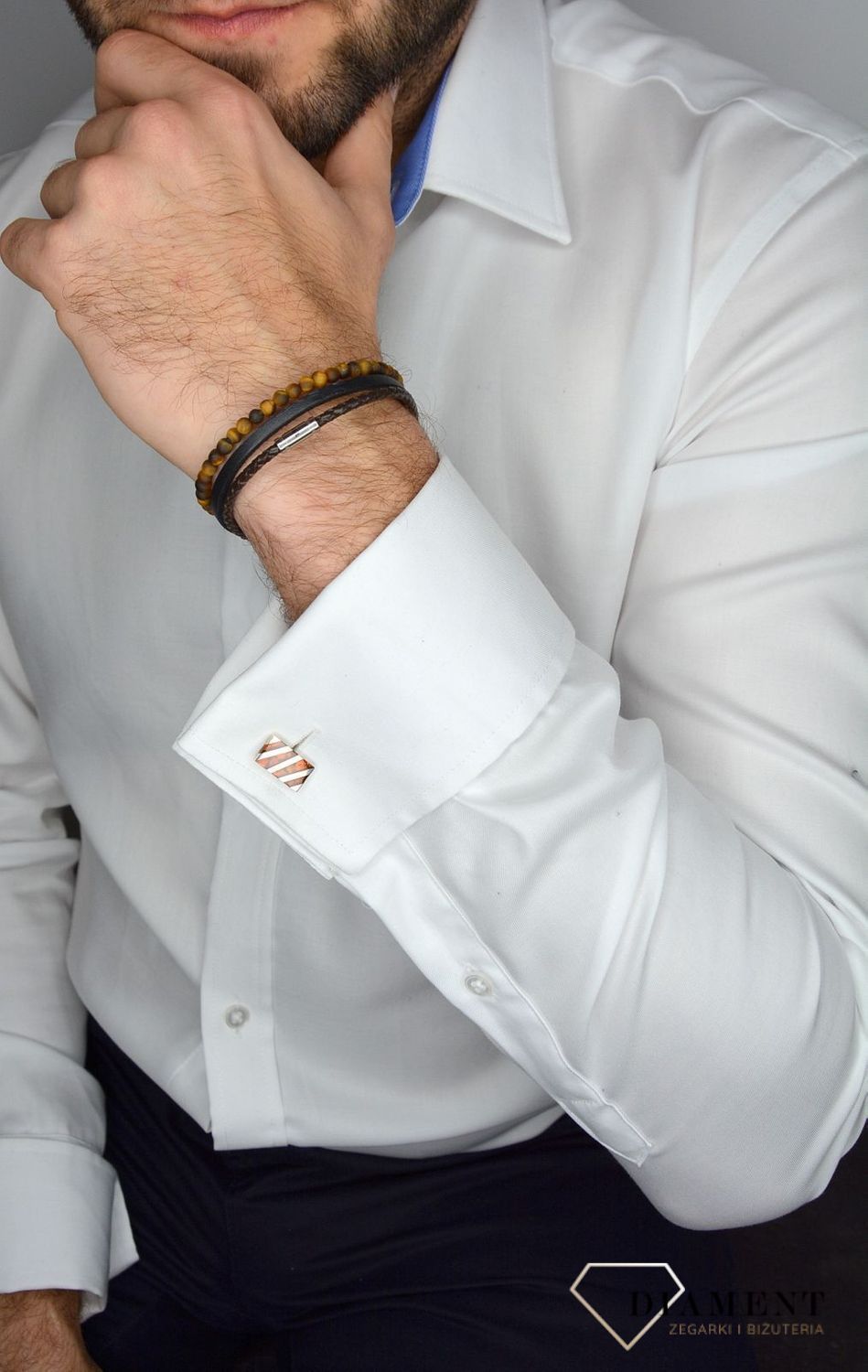 Spinki do mankietów ✓Spinka mankiet bursztyn paski DIA-SPI-2427-M-925.jpg