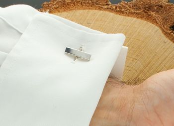 Spinki do mankietów męskie ze srebra 925 – Grawer Kratka Elegance tył.jpg