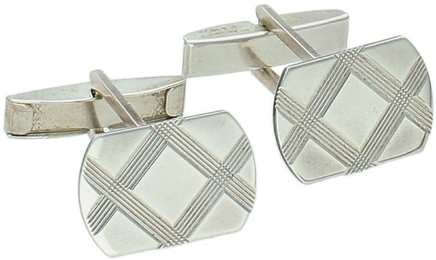 Spinki do mankietów męskie ze srebra 925 – Grawer Kratka Elegance Ag 925.jpg