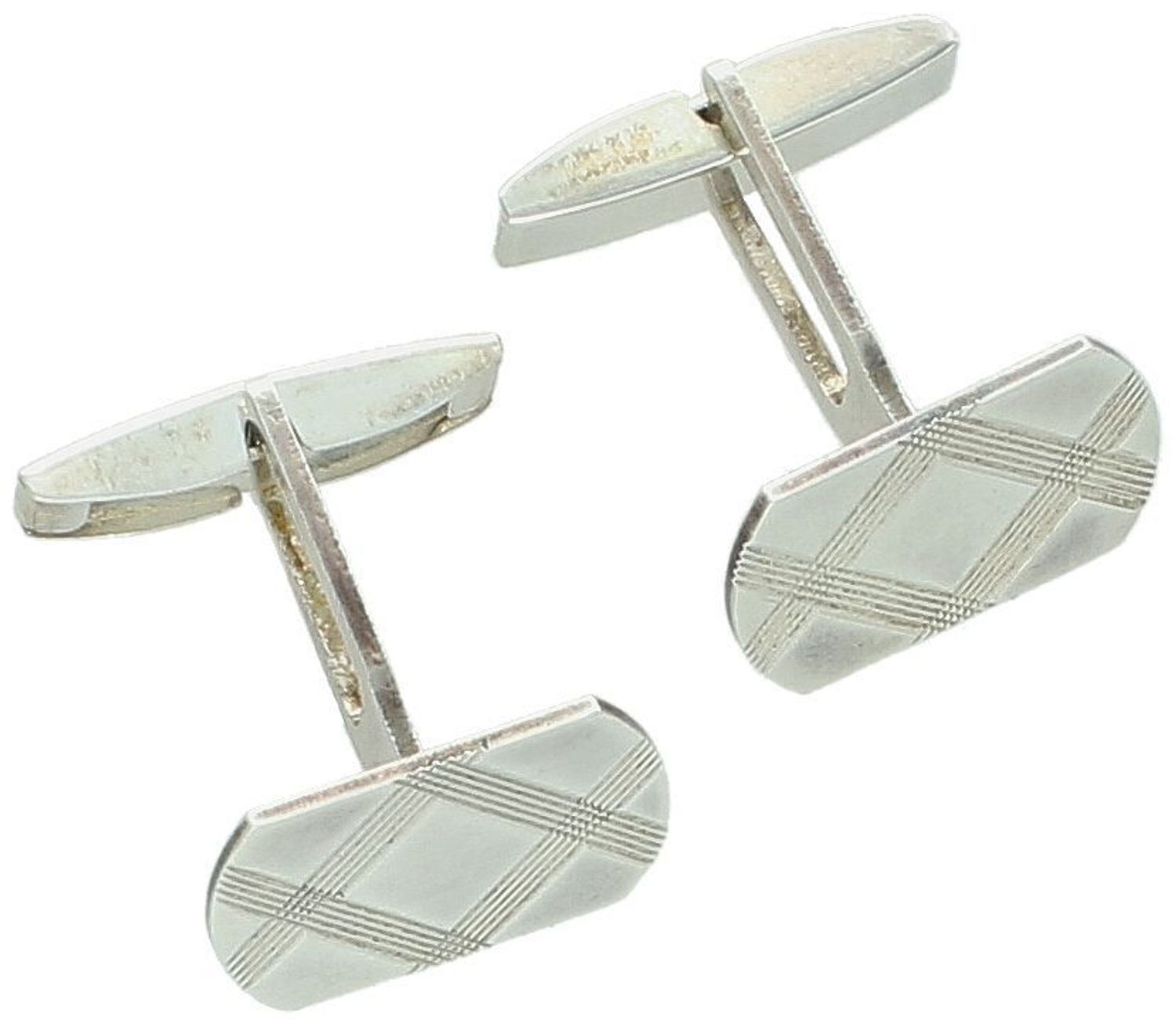 Spinki do mankietów męskie ze srebra 925 – Grawer Kratka Elegance Ag 925.jpg