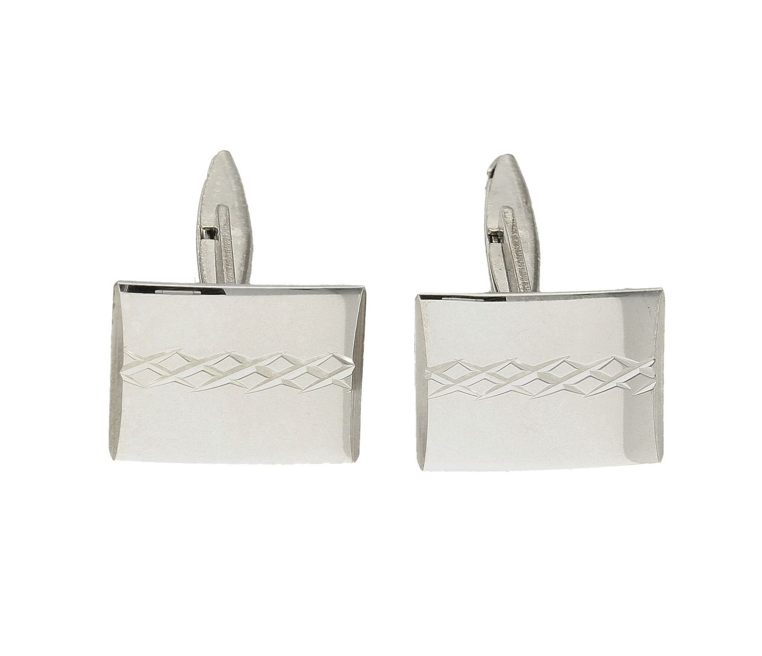 Spinki do mankietów srebrne 925 proste boki z grawerowaniem DIA-SPI-40816B-925. Komplet eleganckich spinek do mankietów z pięknym grawerowaniem. Spinki wykonane z wysokiej jakości srebra 925. Zestaw spinki do mankietów to świ.jpg