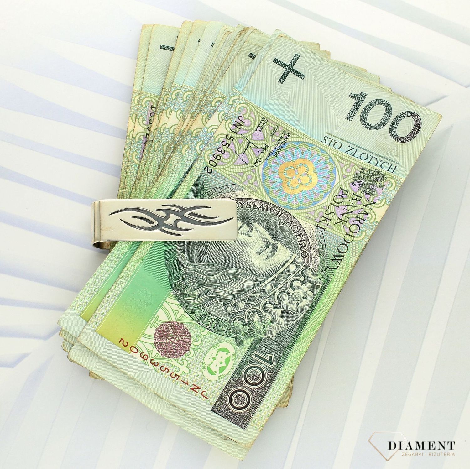 Klips do banknotów do graweru srebrny 925 z ozdobnym wzorem DIA-SPI-4352-925.Klips do banknotów do graweru srebrny 925 (1).jpg