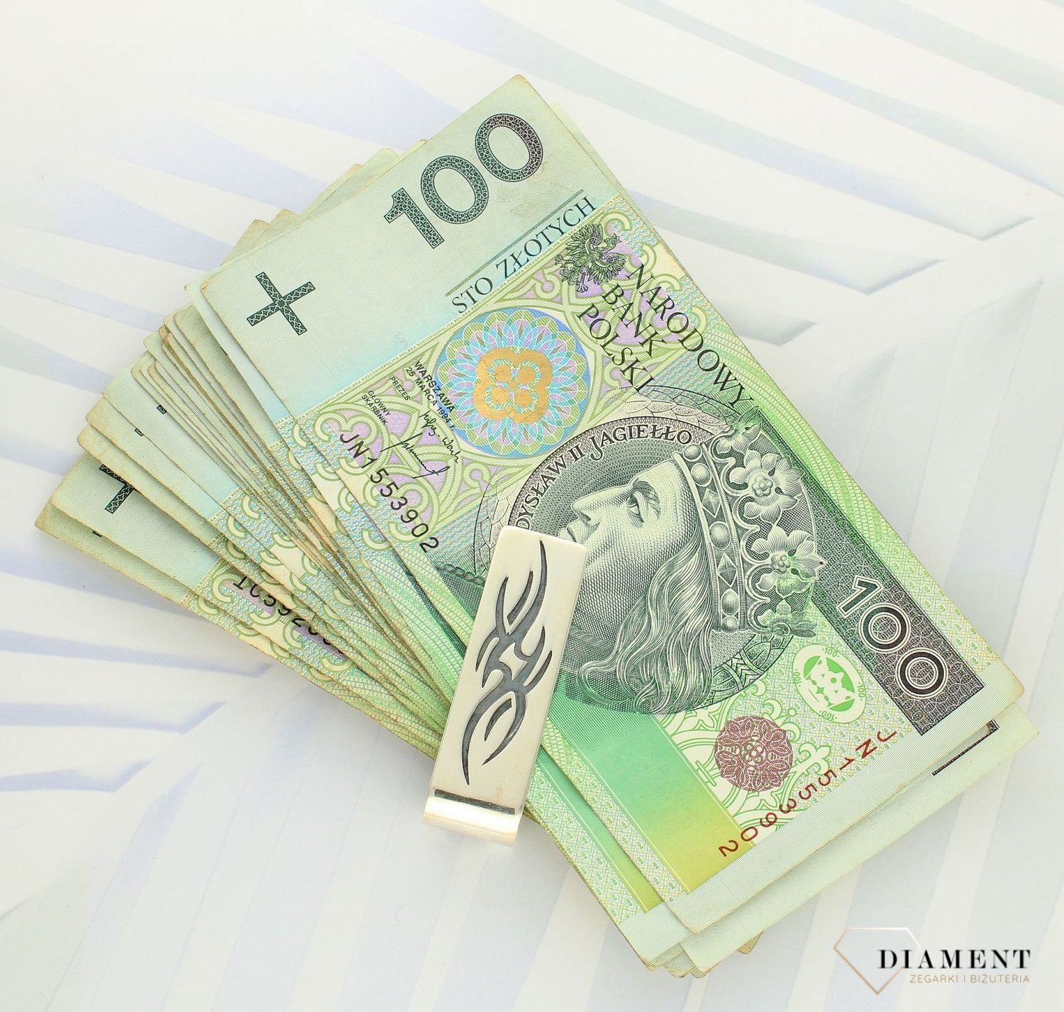 Klips do banknotów do graweru srebrny 925 z ozdobnym wzorem DIA-SPI-4352-925.Klips do banknotów do graweru srebrny 925 (1).jpg