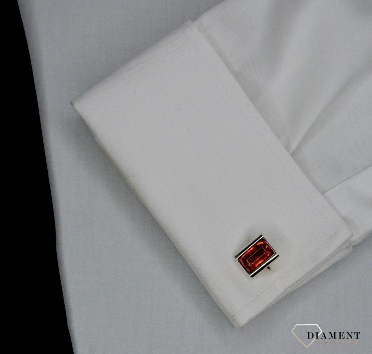 Spinki do mankietów z bursztynem miodowym DIA-SPI-7056-925. Spinki srebrne do mankietów. Srebrne spinki z bursztynem. Spinki idealne na prezent dla mężczyzny.jpg