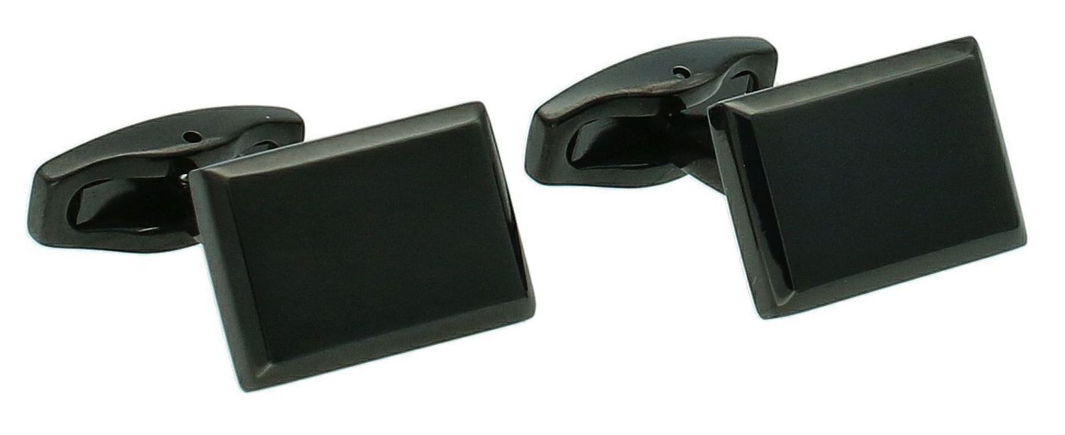 Spinki do mankietów czarne stal DIA-SPI-SP043648-STAL Komplet eleganckich, klasycznych spinek do koszuli  wykonanych ze stali. Spinki w kolorze czarnym ze srebrnymi wstawkami.3.jpg