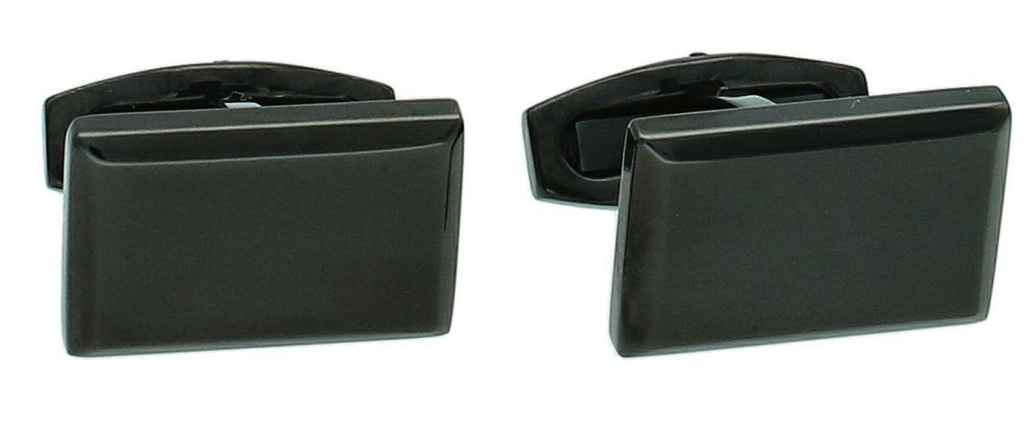 Spinki do mankietów czarne stal DIA-SPI-SP043648-STAL Komplet eleganckich, klasycznych spinek do koszuli  wykonanych ze stali. Spinki w kolorze czarnym ze srebrnymi wstawkami.3.jpg