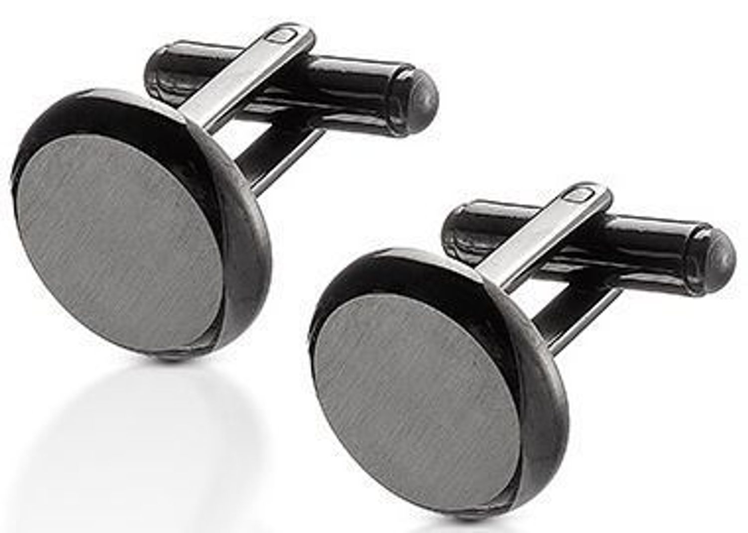 Spinki męskie stalowe czarne okrągłe DIA-SPI-SP173952-STAL. Średnica 1,5 cm. Elegancki, uniwersalny dodatek dla 1.jpg