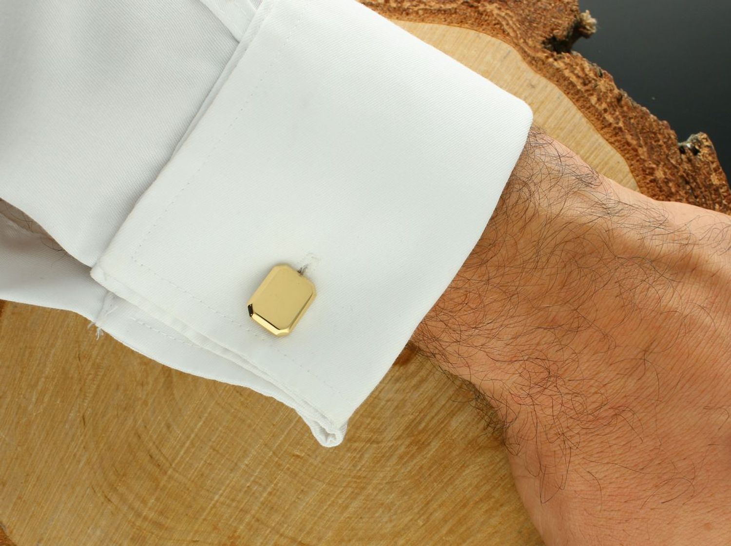 Spinki męskie stalowe pozłacane DIA-SPI-SP203952-STAL – elegancki dodatek do koszuli.,.jpg