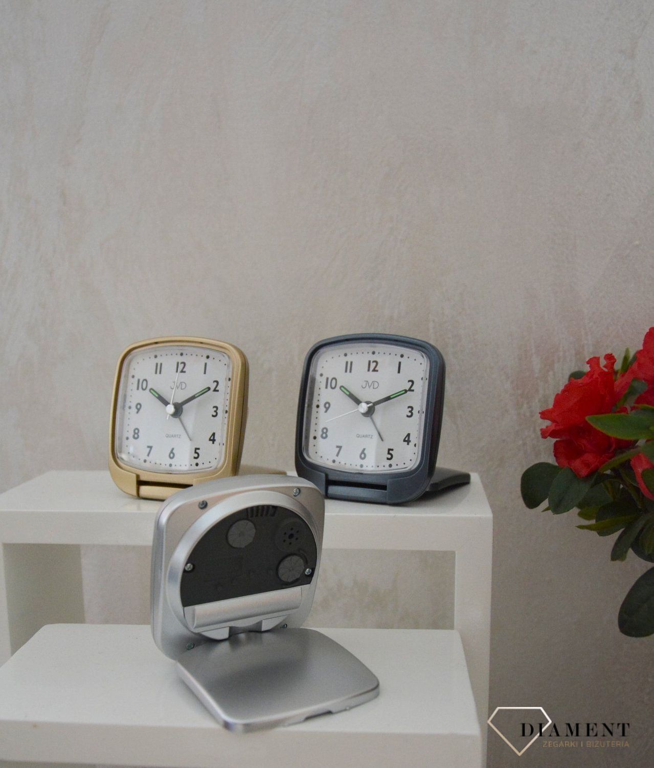 Budzik kieszonkowy, turystyczny JVD srebrny SR808 (1).jpg