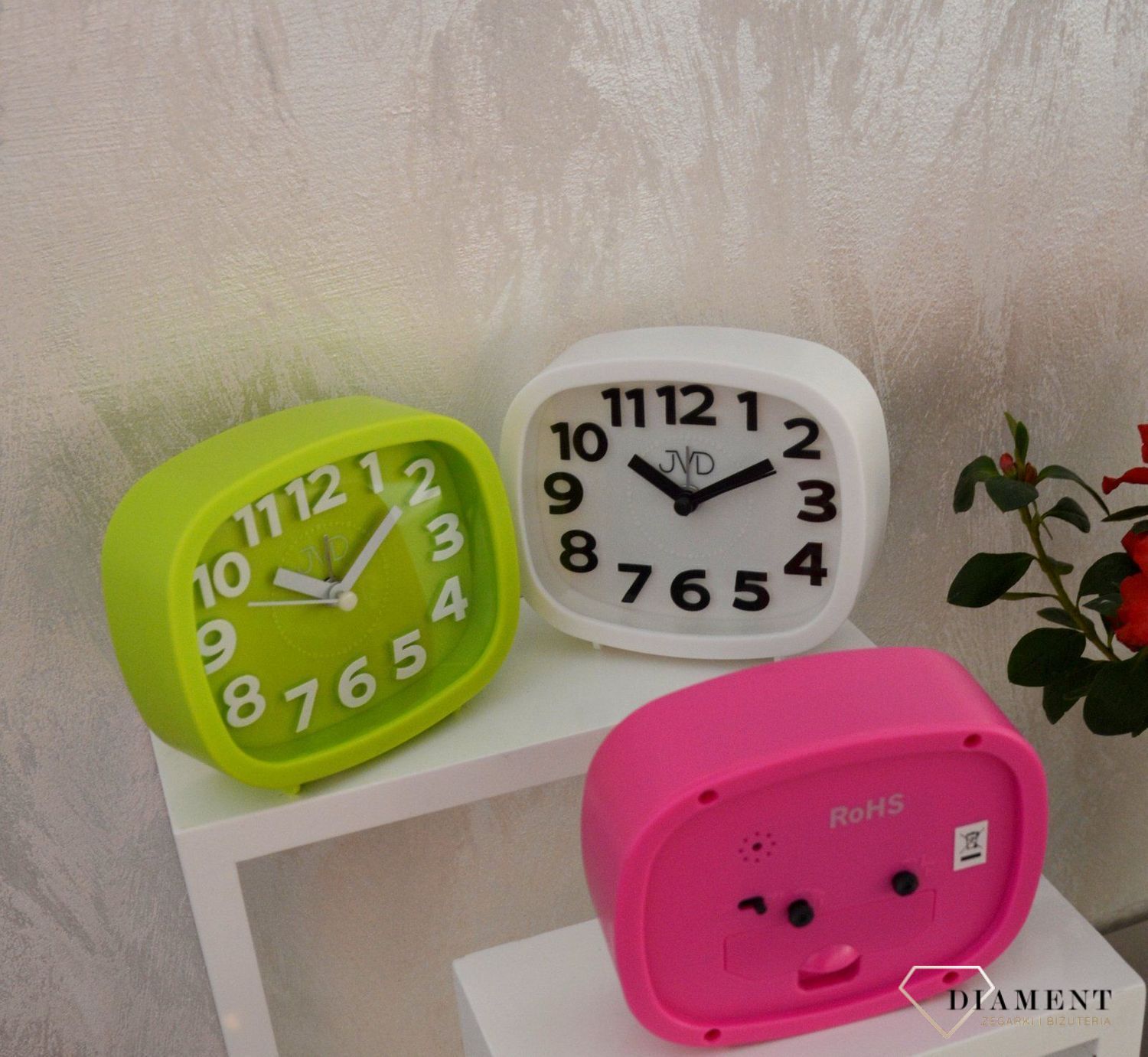 Budzik dla dzieci biały czeskiej marki JVD SRP037.2.jpg