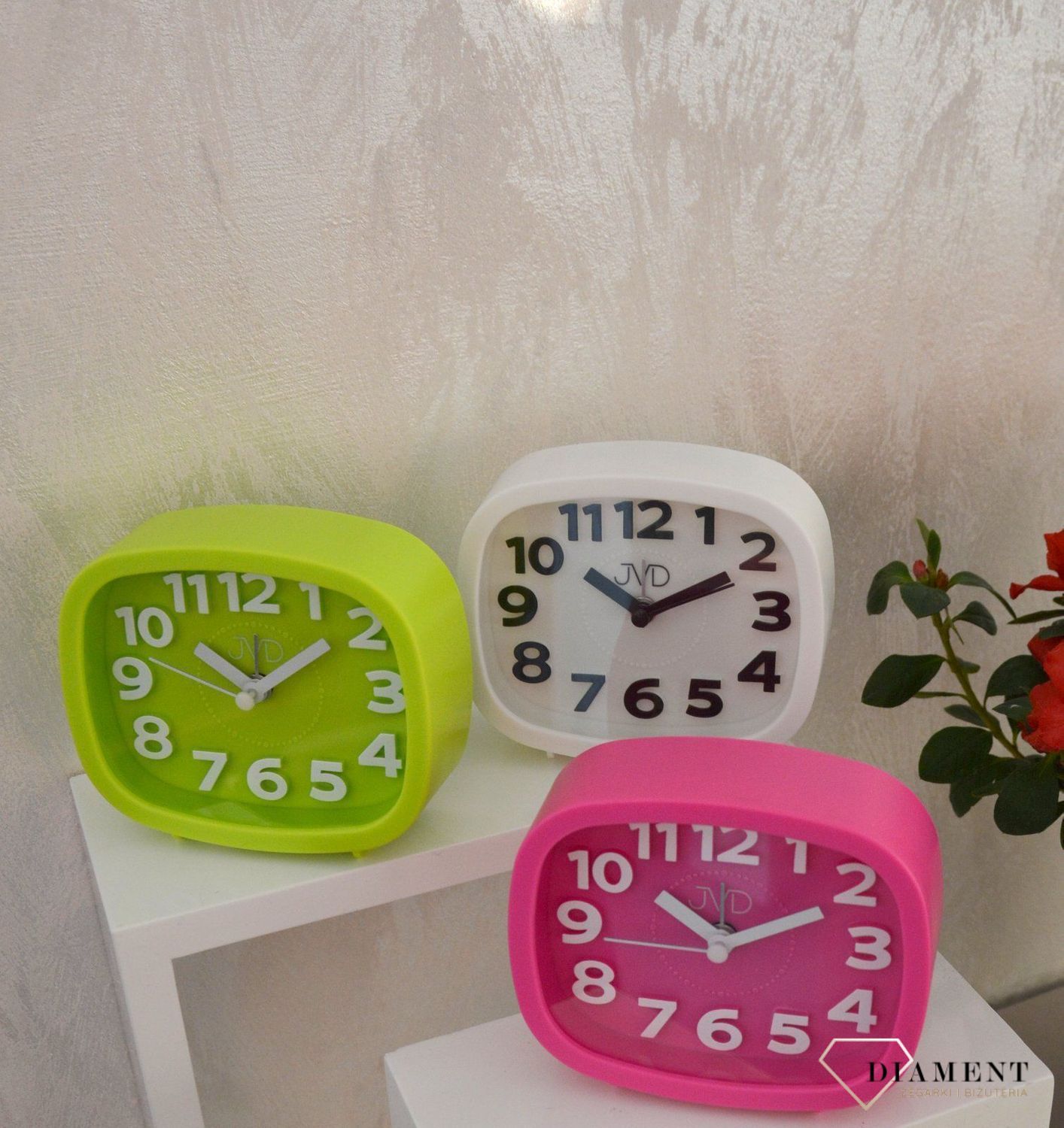 Budzik dla dzieci biały czeskiej marki JVD SRP037.2.jpg