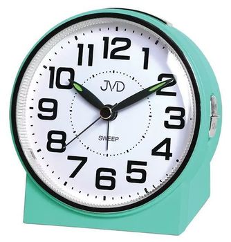 Budzik klasyczny JVD cichy mechanizm drzemka SRP1060.1 zielony.  Budzik klasyczny JVD. Klasyczny budzik zielony. Budzik kwadratowy z cichym mechanizmem. Duży budzik z drzemką..jpg