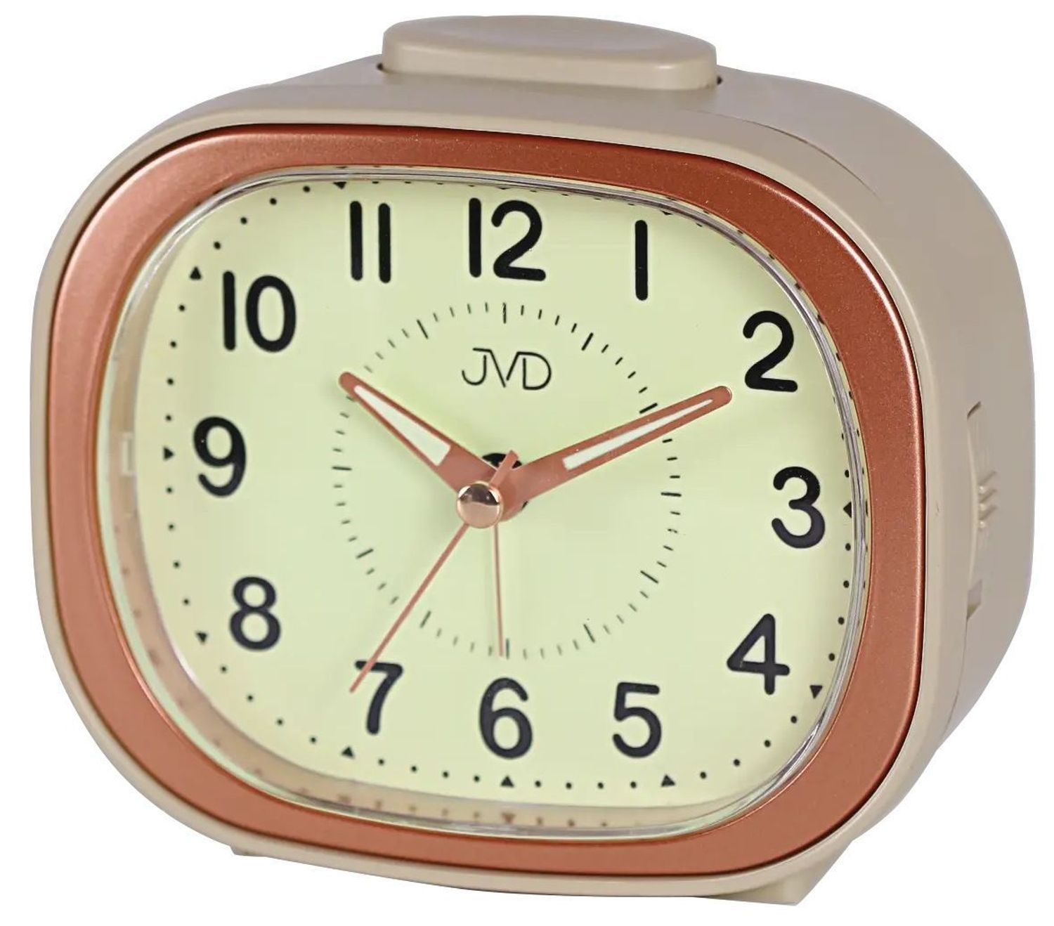 Budzik JVD SRP1201.2 – Beżowa obudowa z różowym złotem, alarm, drzemka, płynny sekundnik.jpg