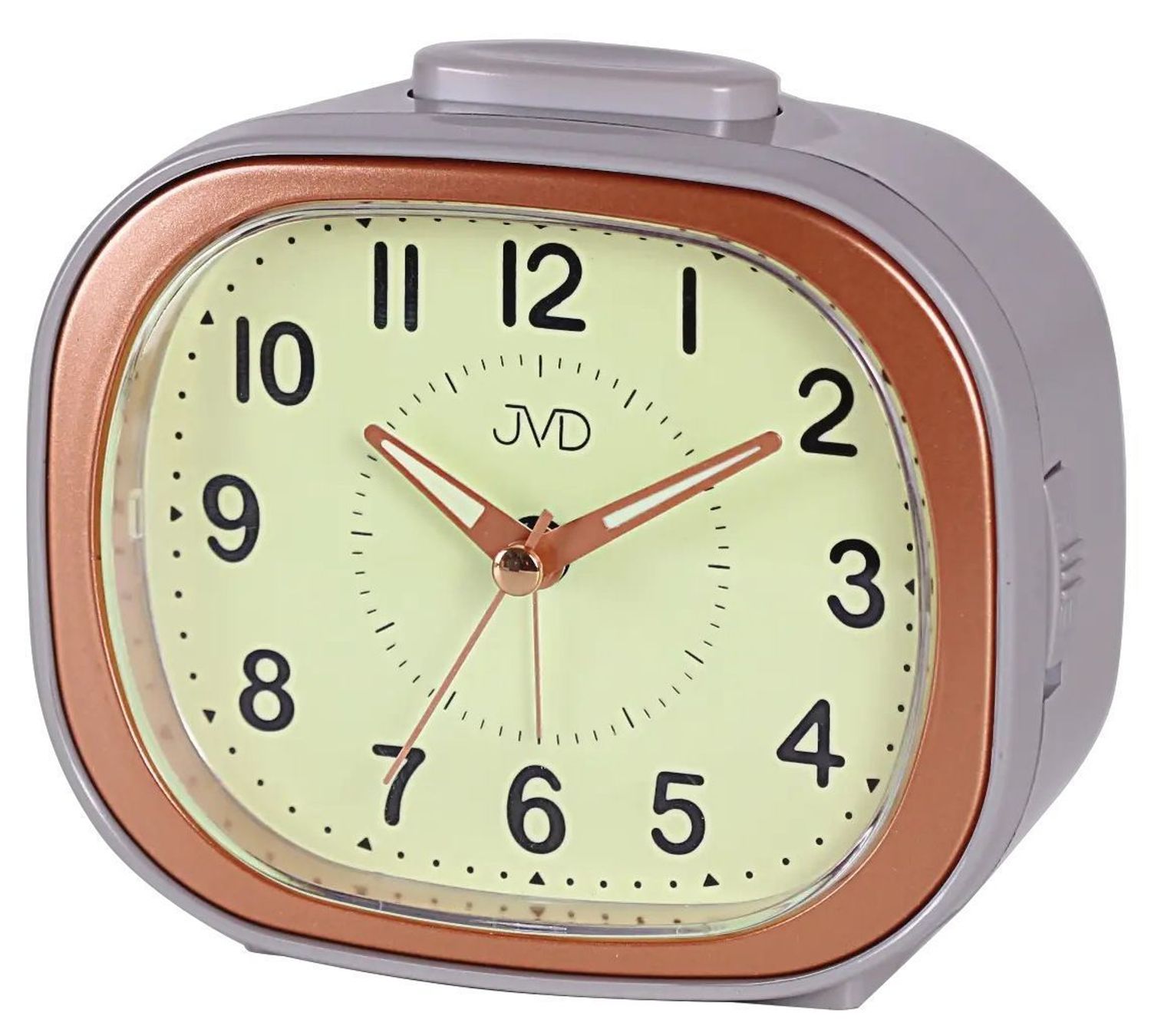 Budzik JVD SRP1201.3 – Szara obudowa z różowym złotem, alarm, drzemka, płynny sekundnik.jpg