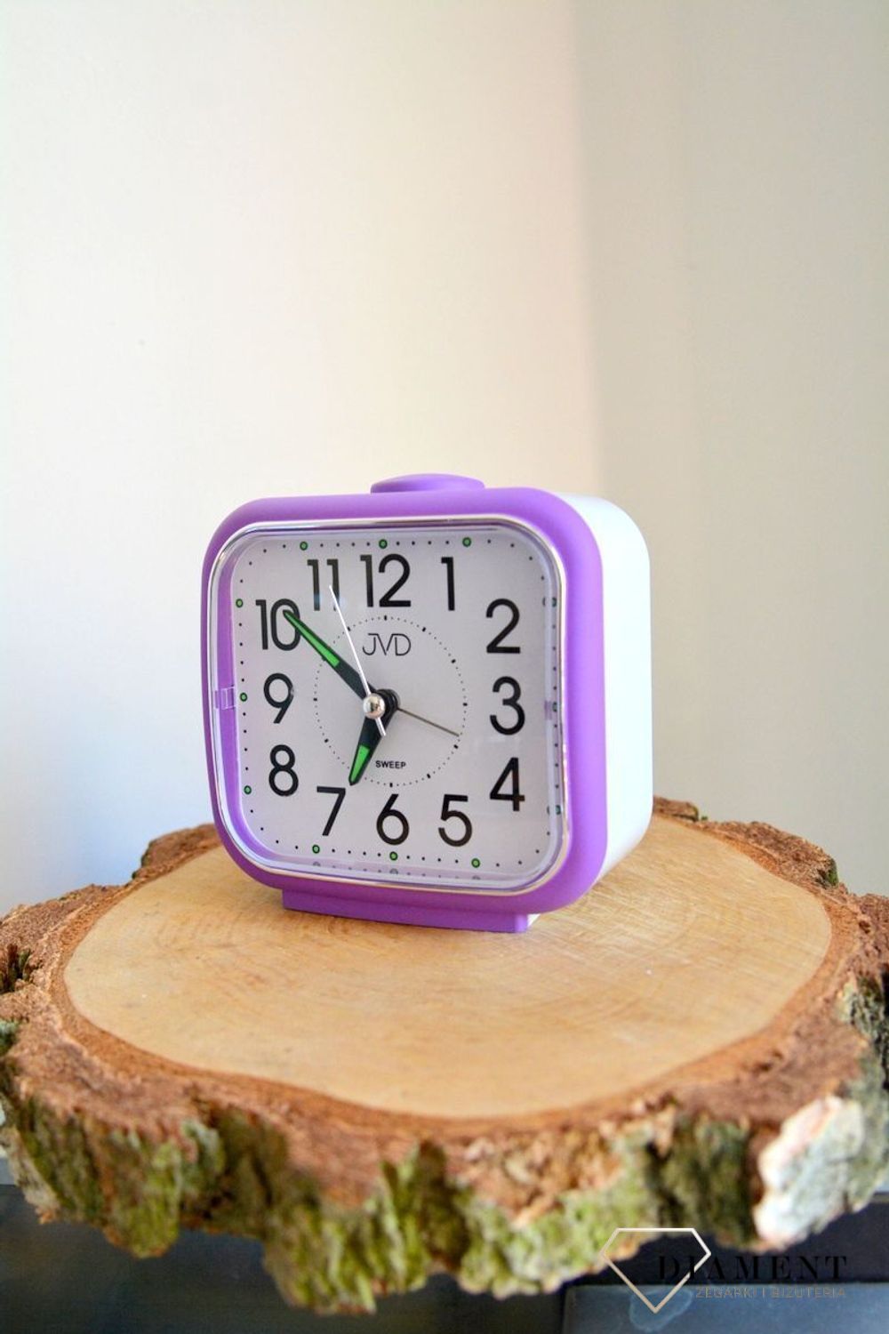 Budzik analogowy JVD biało fioletowy SRP1309.6 ✓Budziki ✓Zegarki budziki ✓ Zegar ✓.png