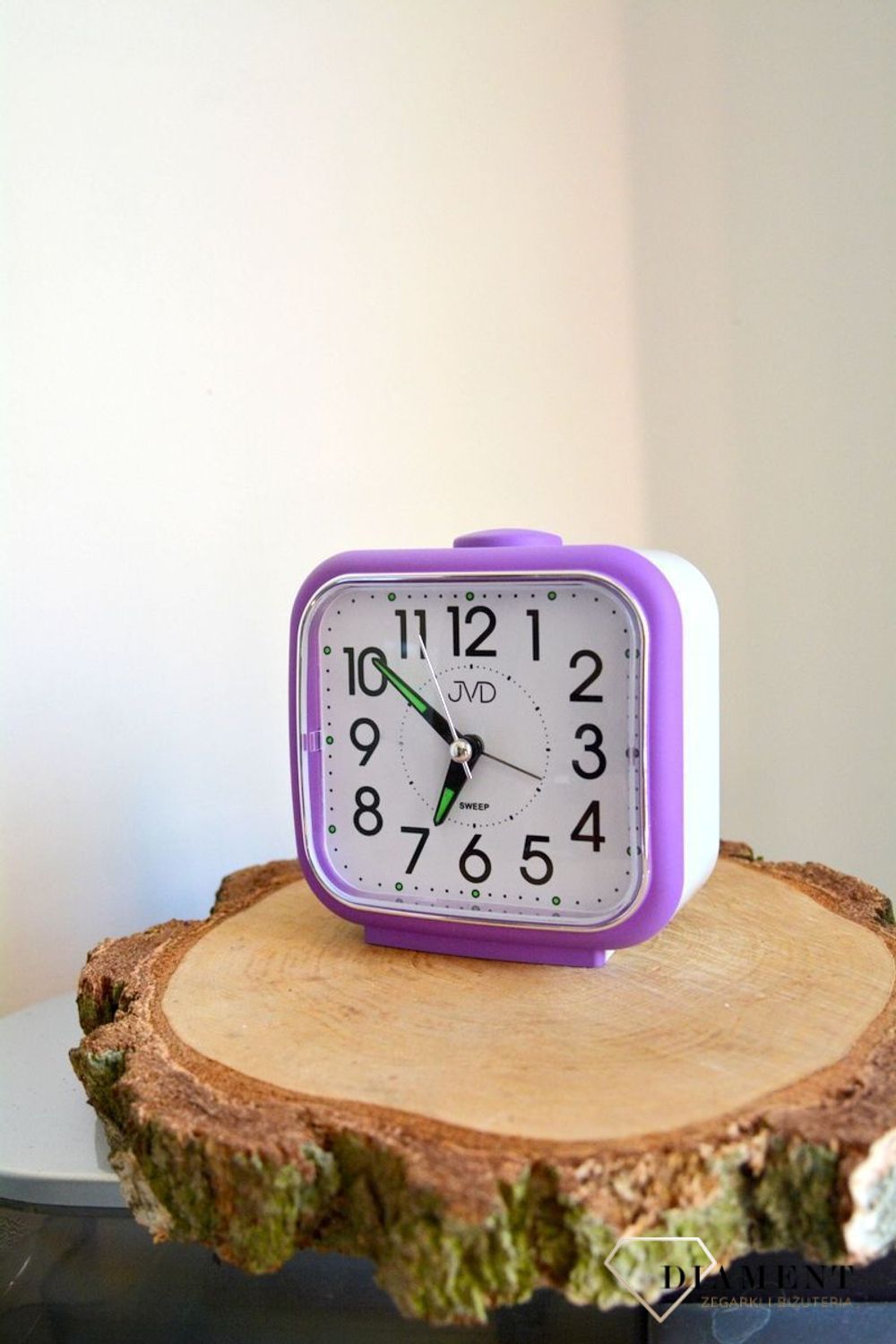 Budzik analogowy JVD biało fioletowy SRP1309.6 ✓Budziki ✓Zegarki budziki ✓ Zegar ✓.png