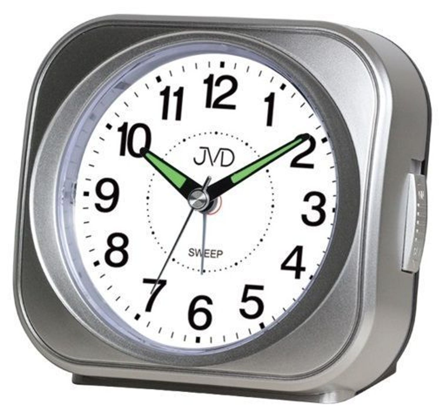 Budzik klasyczny JVD cichy mechanizm drzemka SRP1604.2 srebrny.  Budzik klasyczny JVD. Klasyczny budzik niebieski. 1.jpg