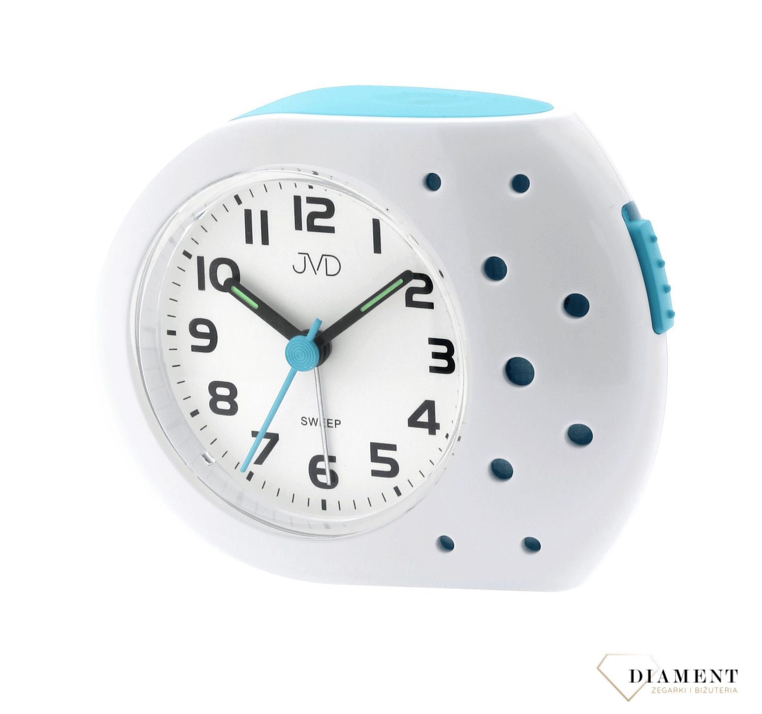 Budzik na baterię JVD niebiesko biały SRP214 (2).jpg