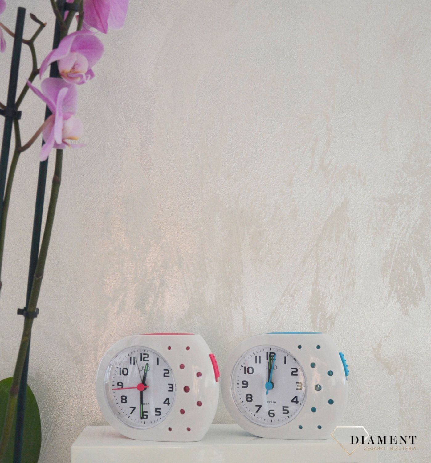 Budzik na baterię JVD niebiesko biały SRP214 (2).jpg