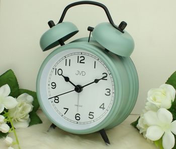 Budzik analogowy retro JVD DIA-SRP2219.1 - metalowa obudowa i podświetlenie pastelowy kolor.jpg