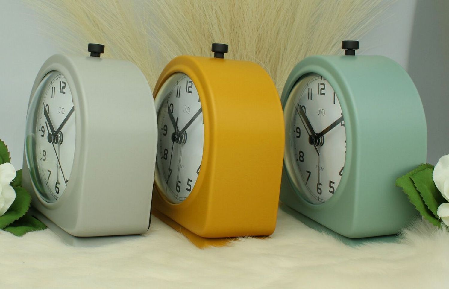Żółty budzik analogowy JVD SRP2221.1 – metalowy, mechaniczny ..jpg