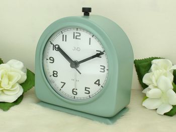 Zielony budzik analogowy JVD SRP2221.2 – zielony, metalowy, mechaniczny zielony.jpg