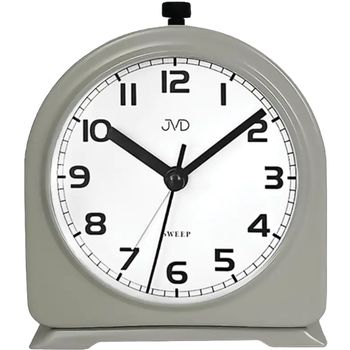 Szary budzik analogowy JVD SRP2221.3 – metalowy, mechaniczny szary budzik.jpg
