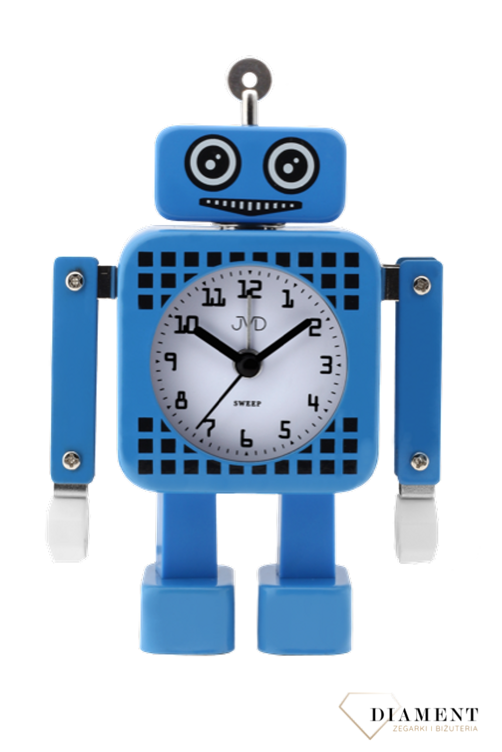 Budzik JVD dziecięcy niebieski Robot SRP2304.1. Budzik w kształcie robota. Budzik dla dziecka, dla chłopca. Budziki Zegarki budziki Budzik dla dzieci.jpg