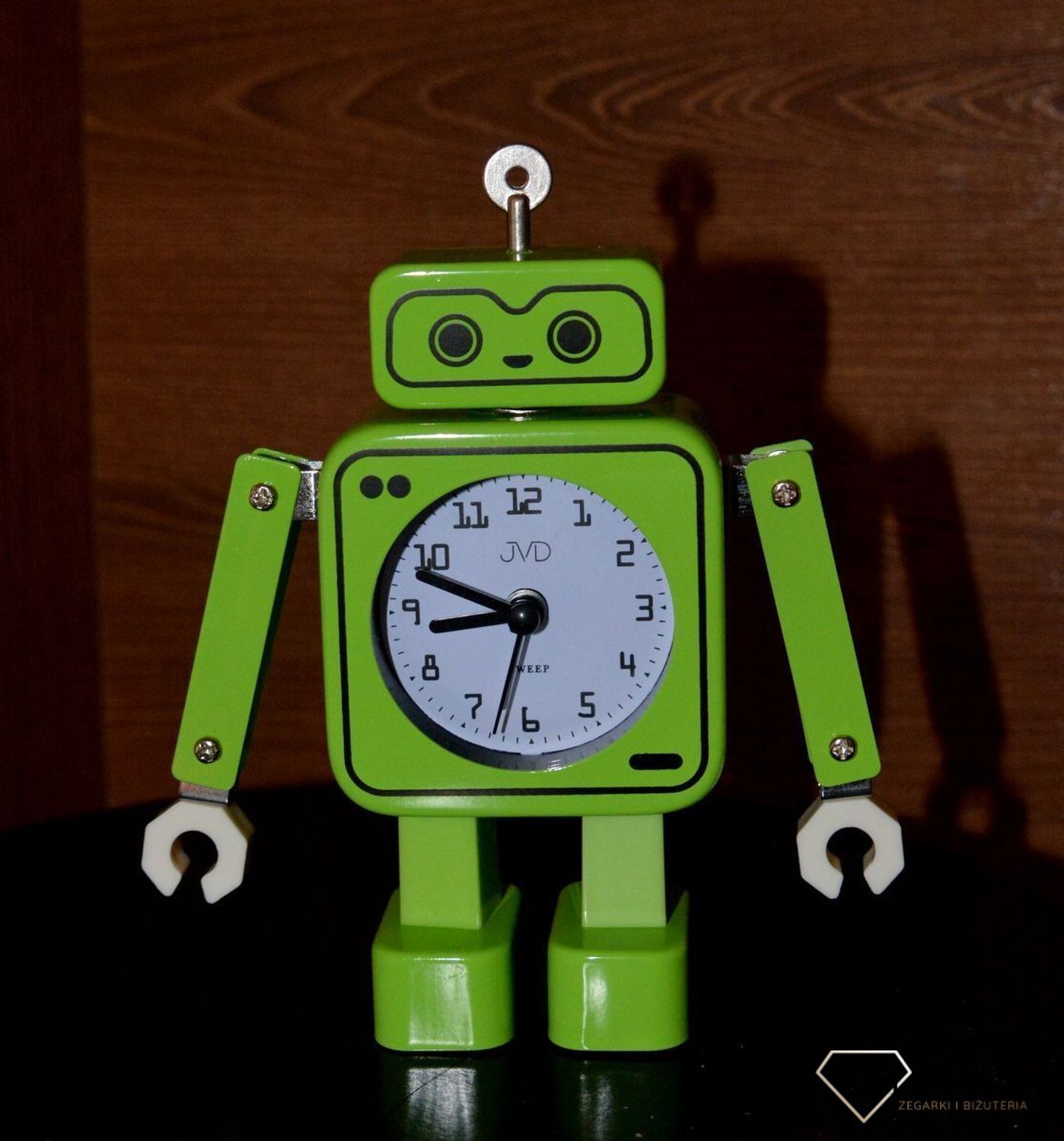 Budzik JVD w kształcie zielonego robota SRP2305 (4).jpg
