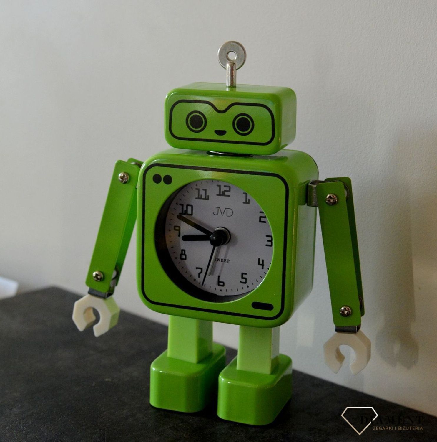 Budzik JVD w kształcie zielonego robota SRP2305 (4).jpg