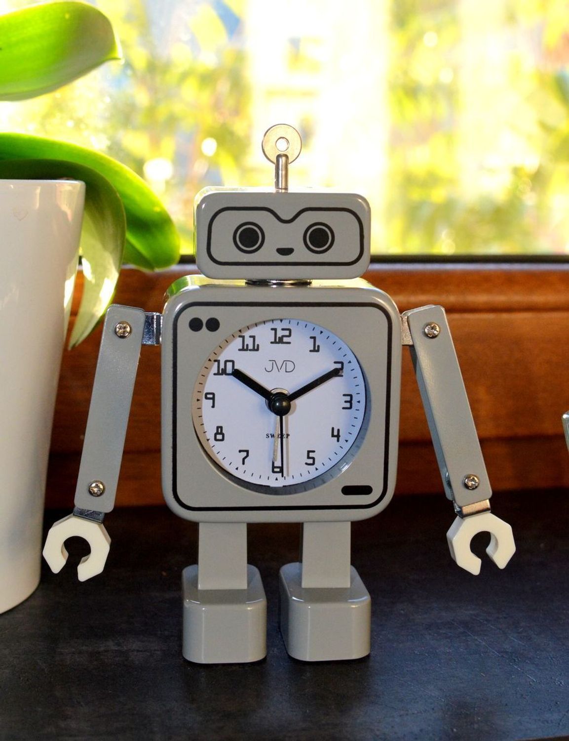 Budzik JVD w kształcie szarego robota SRP2305 (4).jpg