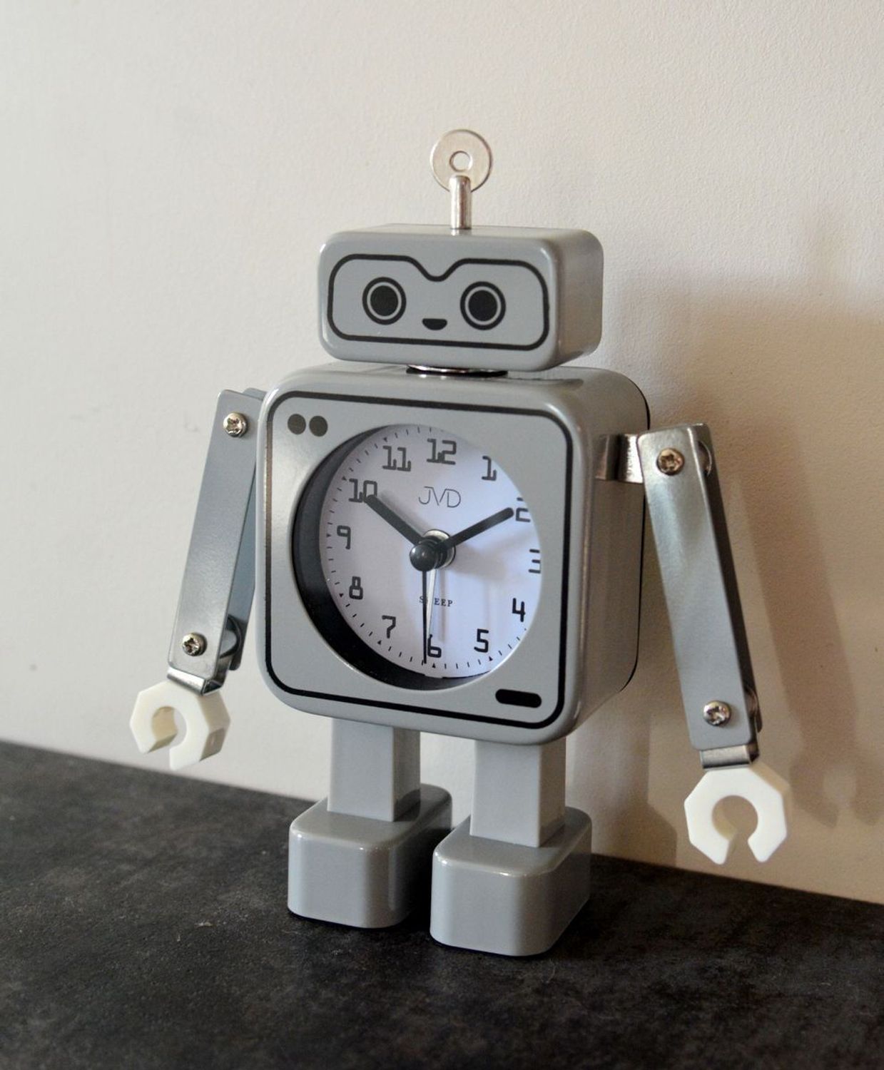 Budzik JVD w kształcie szarego robota SRP2305 (4).jpg