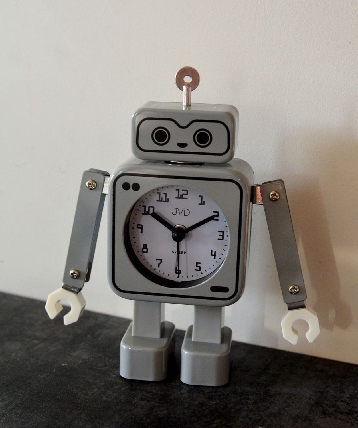 Budzik JVD w kształcie szarego robota SRP2305 (4).jpg