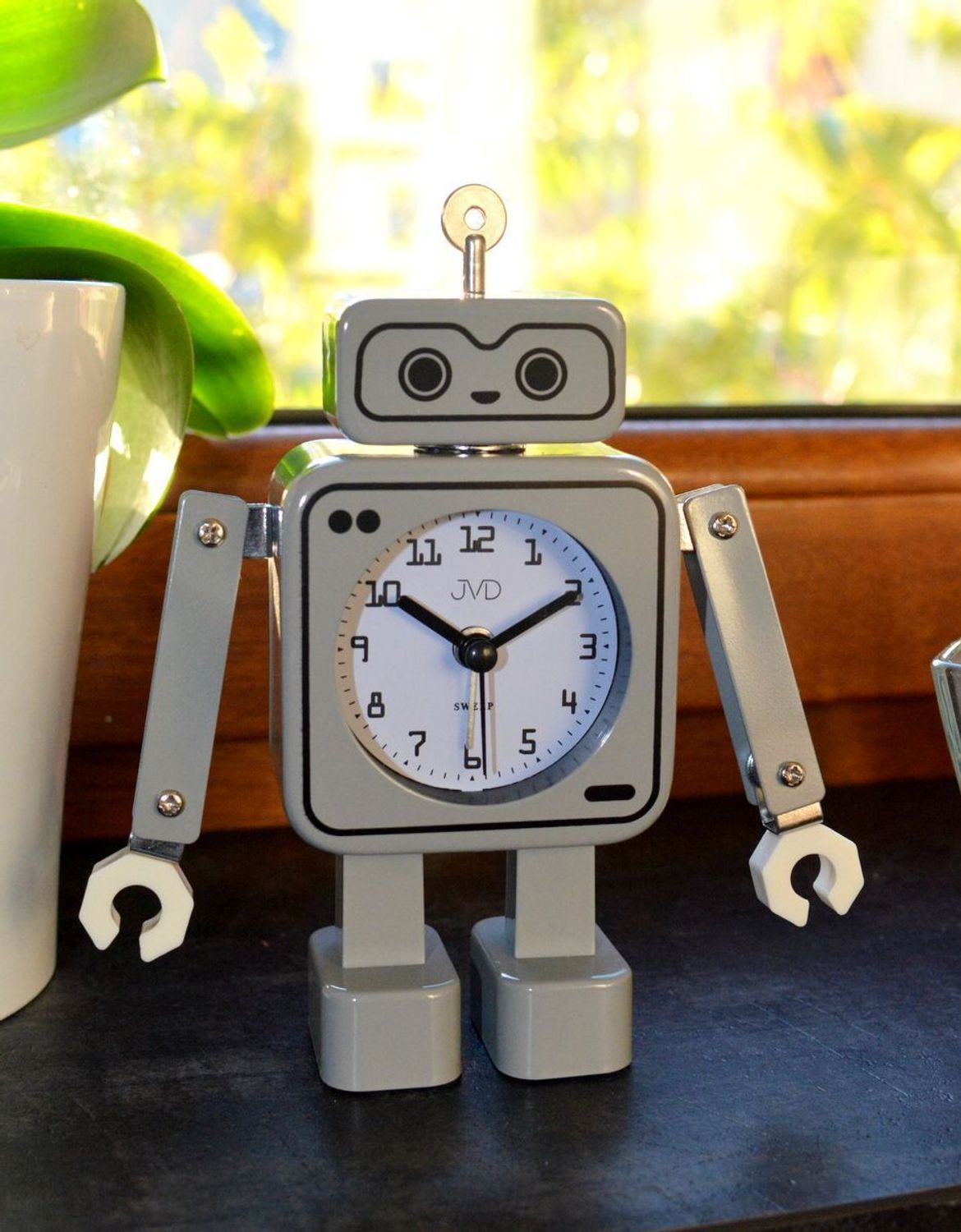 Budzik JVD w kształcie szarego robota SRP2305 (4).jpg