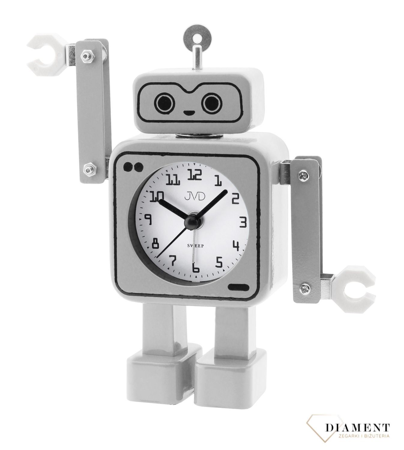 Budzik JVD w kształcie szarego robota SRP2305 (4).jpg