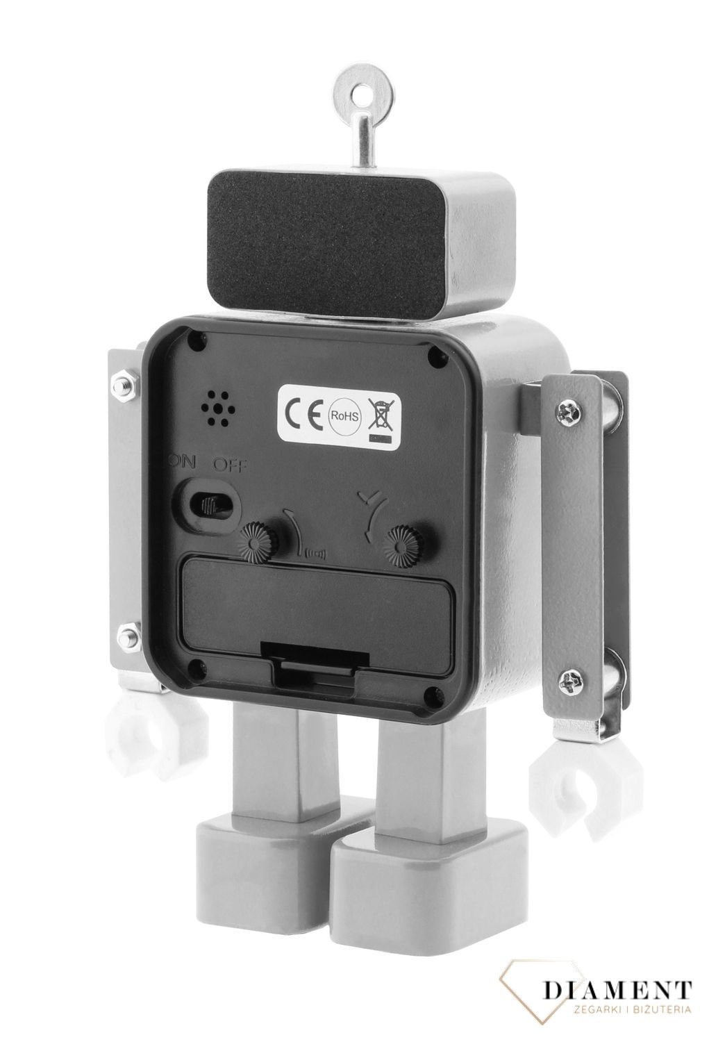 Budzik JVD w kształcie szarego robota SRP2305 (4).jpg