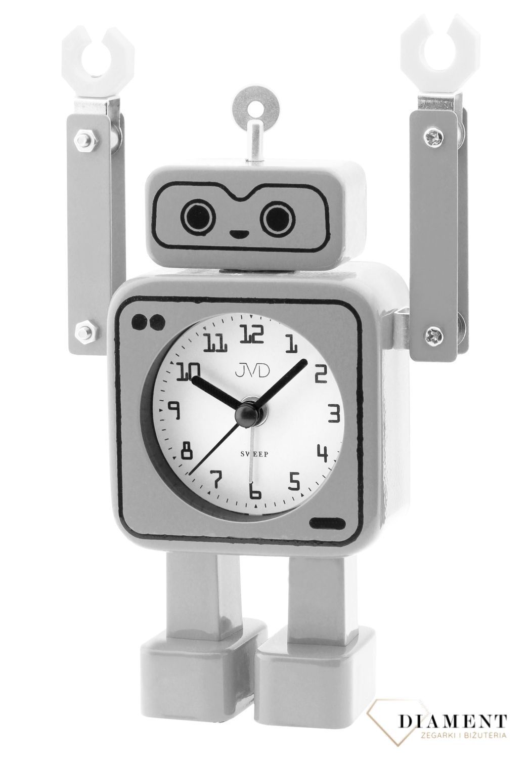 Budzik JVD w kształcie szarego robota SRP2305 (4).jpg