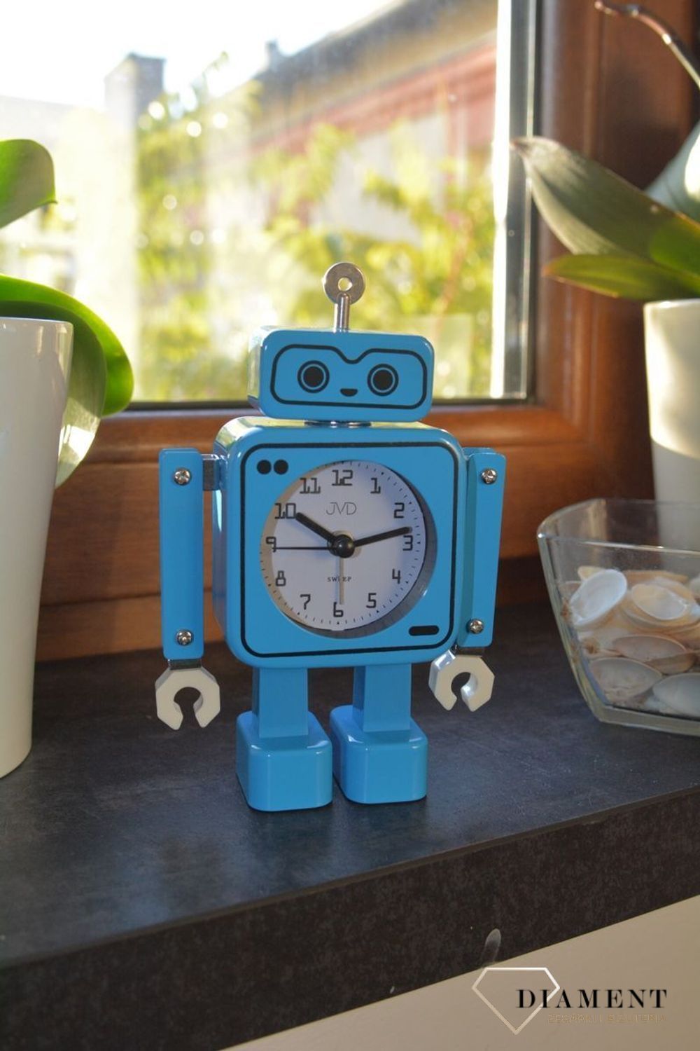 Budzik JVD w kształcie niebieskiego robota SRP2305 (5).jpg